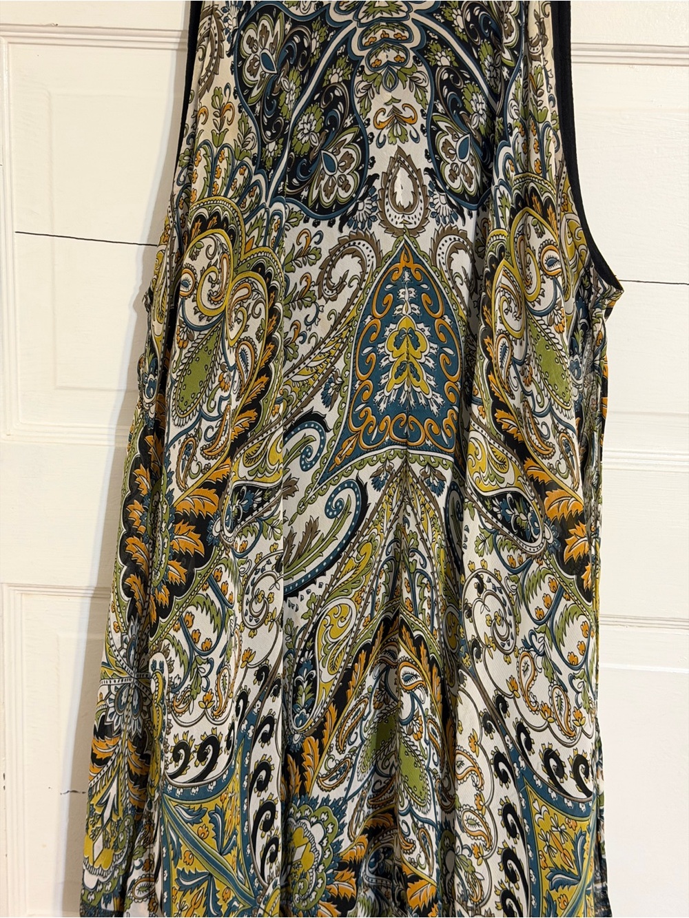 MSK Black and Green Paisley Asymmetrical Summer Dress - Picture 7 of 9